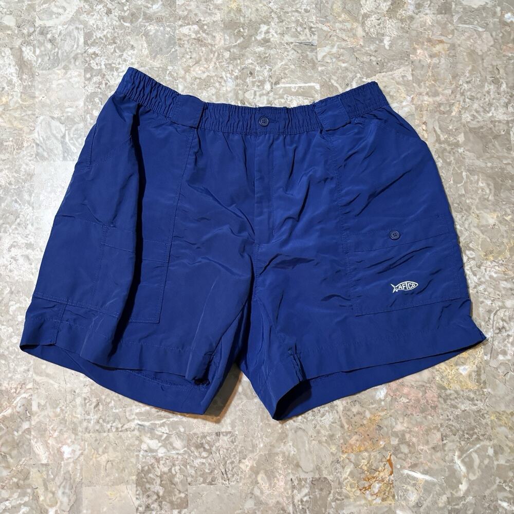 AFTCO Fishing Shorts Mens 40 Blue Camo Performance Cargo UPF Stretch